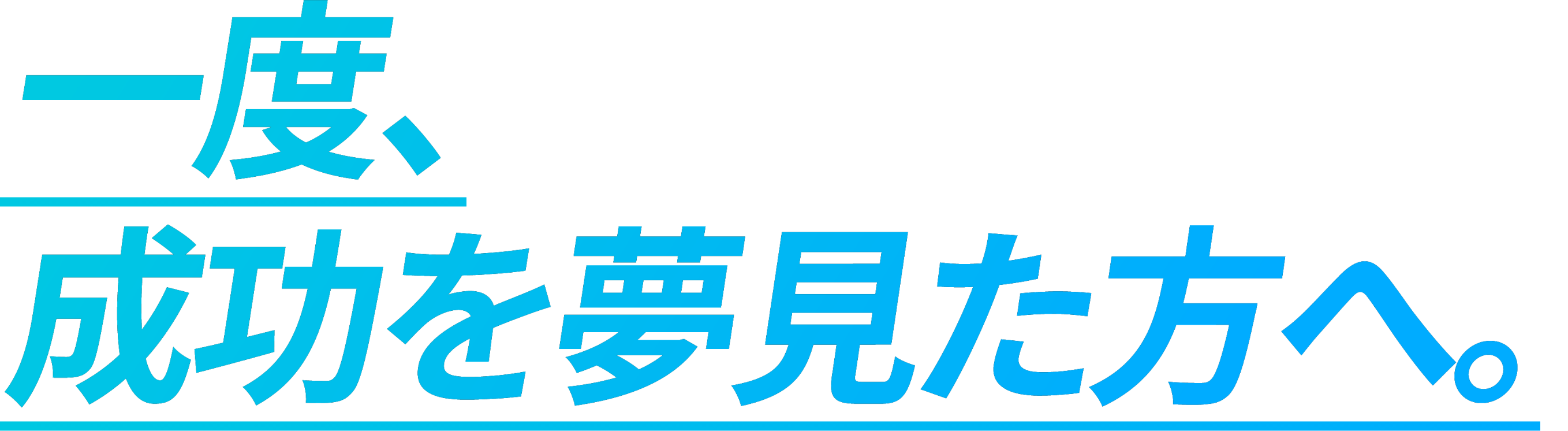 一度、成功を夢見た方へ。